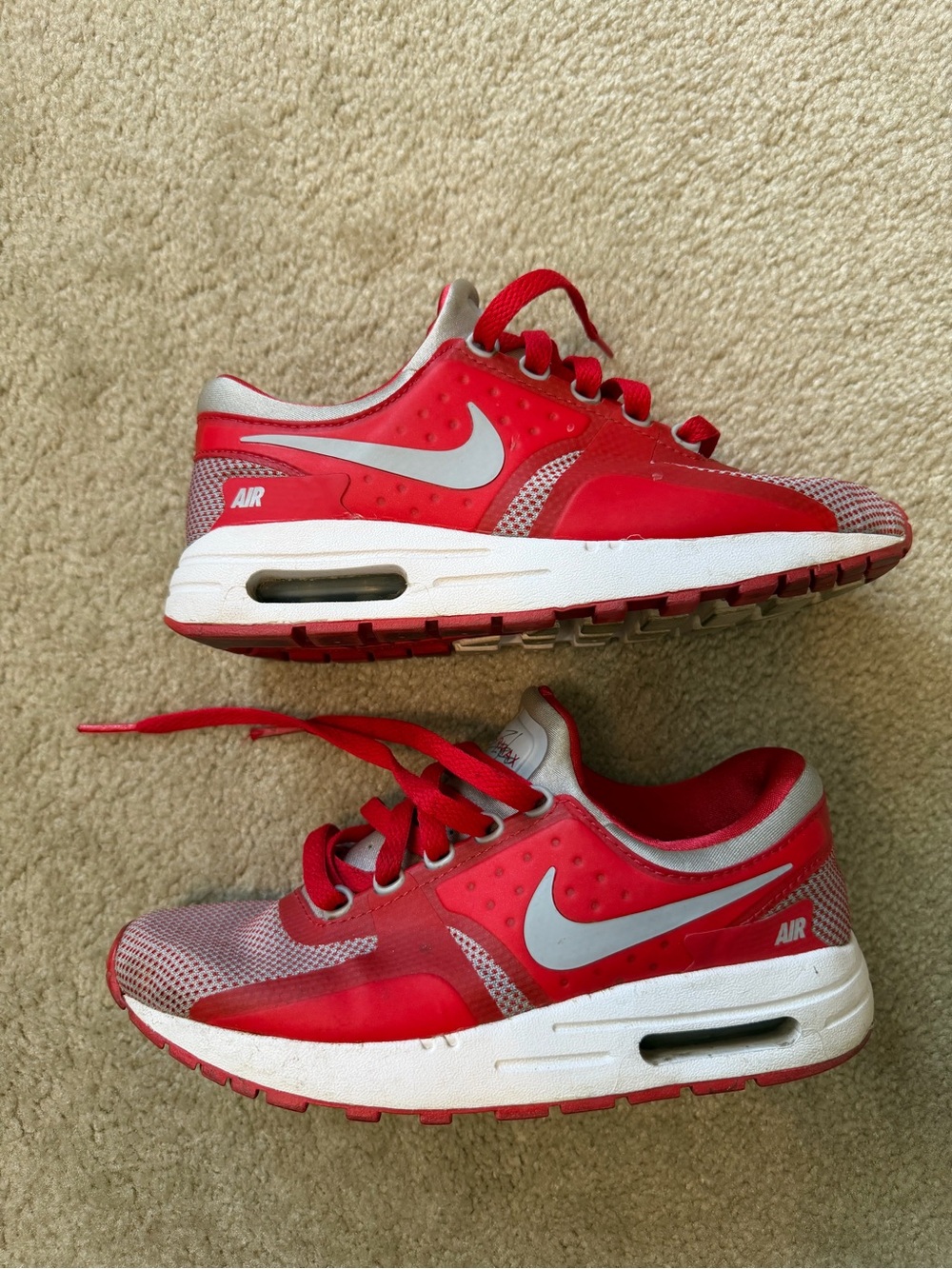 Nike Air Max Zero Essential GS Red White Gray Sneakers 881224-003
